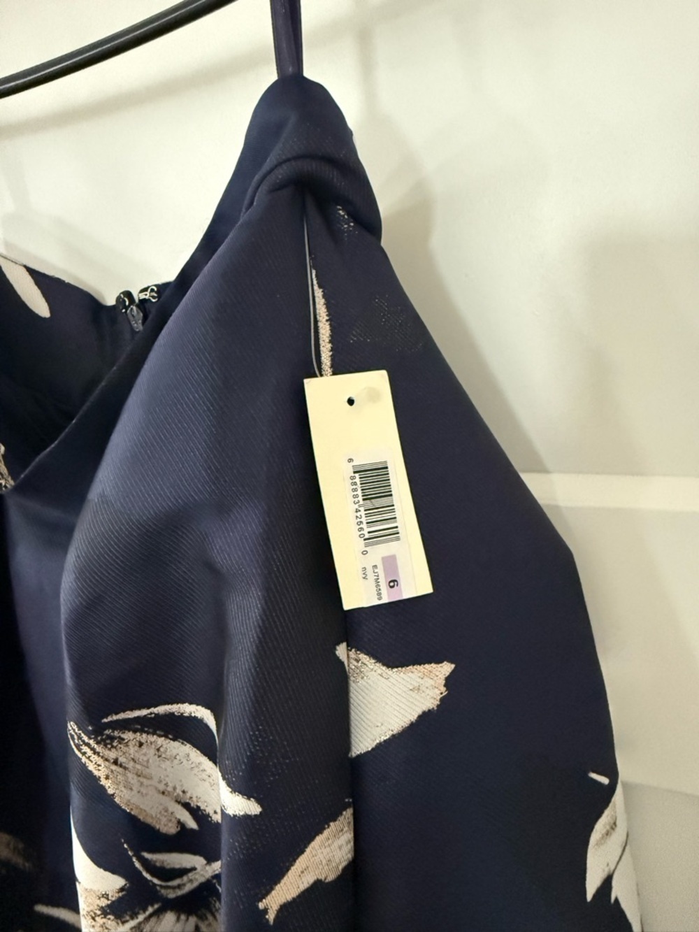Eliza J Navy Skirt with Cream Floral Print - Picture 2 of 5